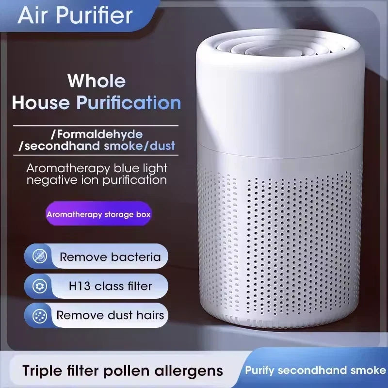 Detail shot of the HEPA air purifier's sleek design, purifying indoor air silently for your home.