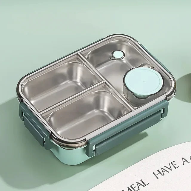 Portable insulated lunch box with compartments. Ideal leakproof food container for meal prep & travel.