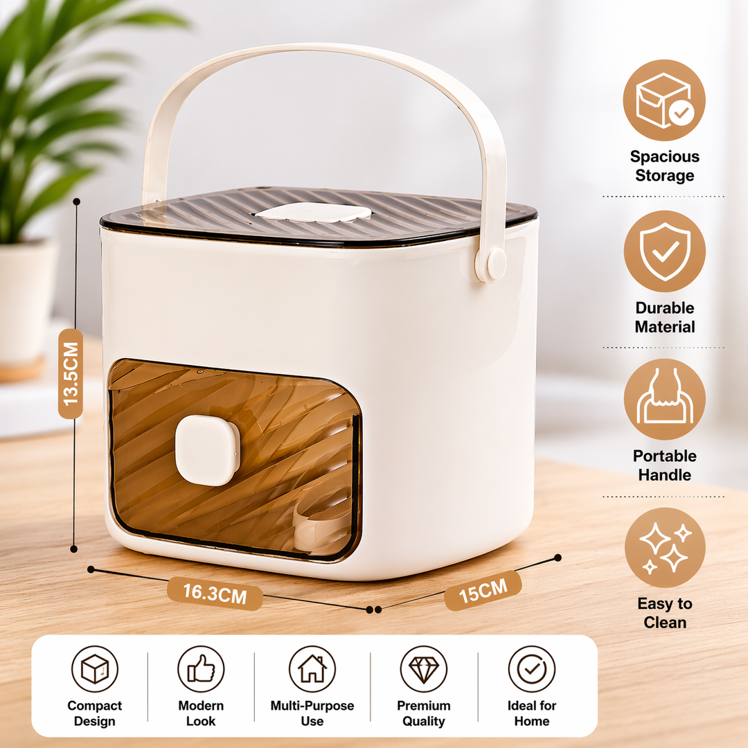 Compact portable ice maker in khaki, ideal for home kitchen, office desk, or outdoor camping. Fast ice for drinks.