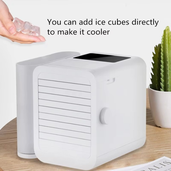 Side view of the portable mini air cooler, a compact and lightweight personal AC unit for any space.