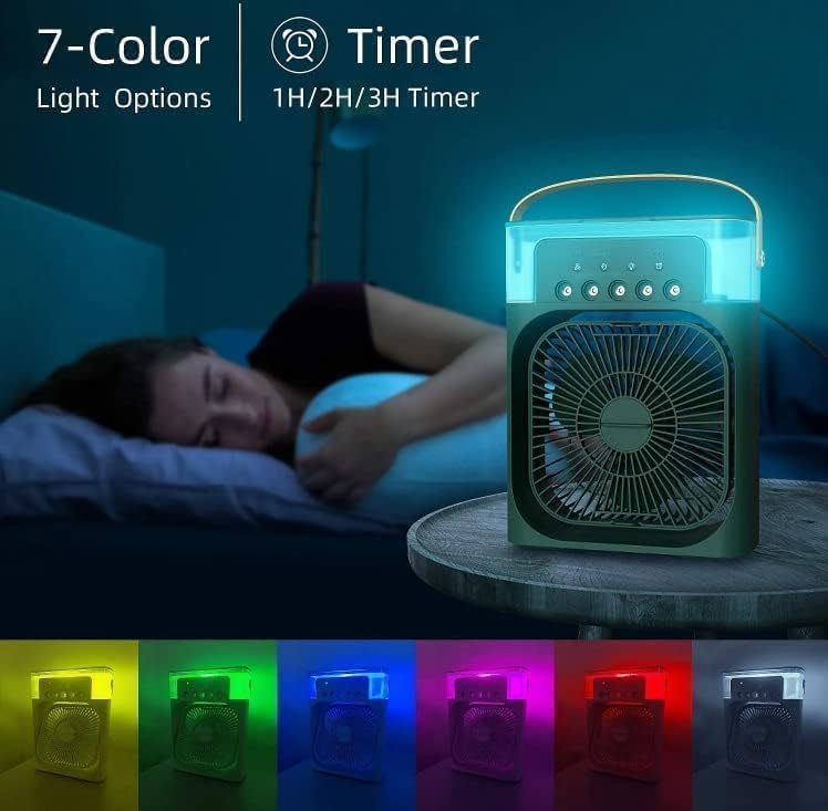Efficient mini air cooler with desk fan function, providing quiet, personal comfort.