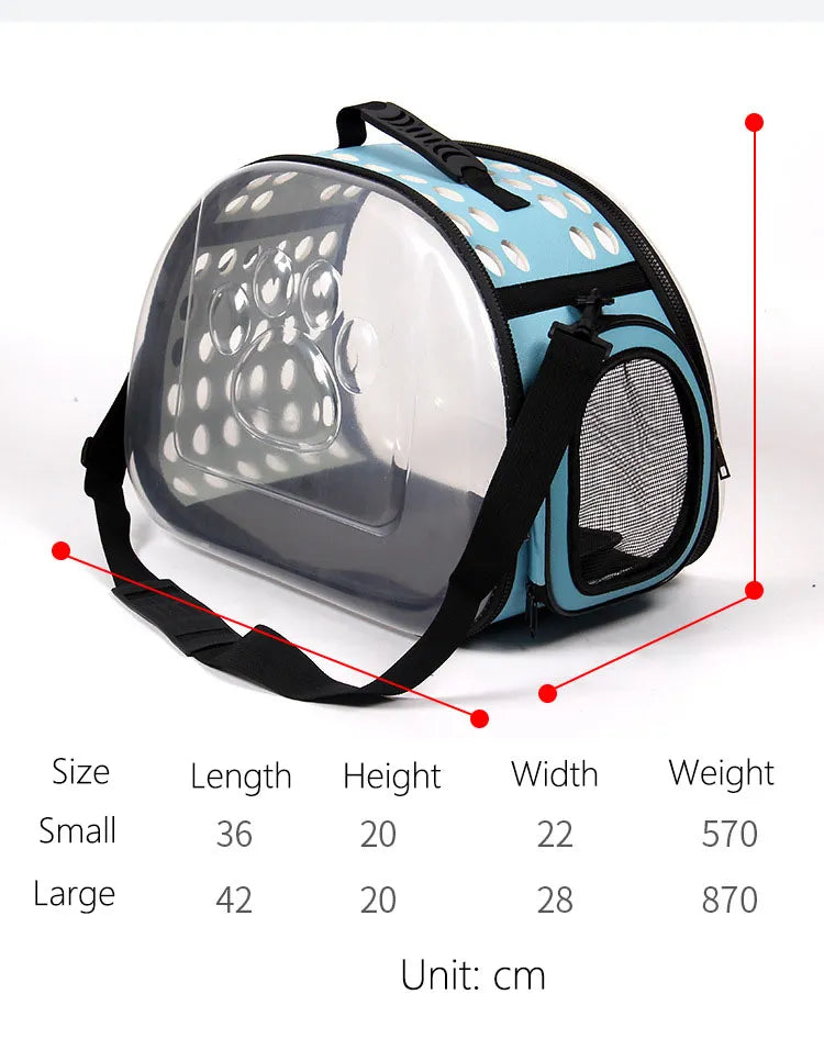 Unisex pet travel bag for small to medium dogs & cats, perfect for secure car journeys & vet visits.