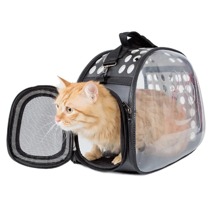Safe animal transport carrier featuring a viewing window, ideal for car travel with your beloved pet.