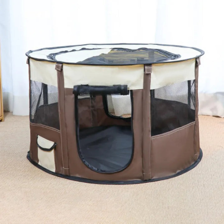 Travel-friendly foldable pet tent & carry bag. Portable dog bed, cozy retreat for cats on trips.