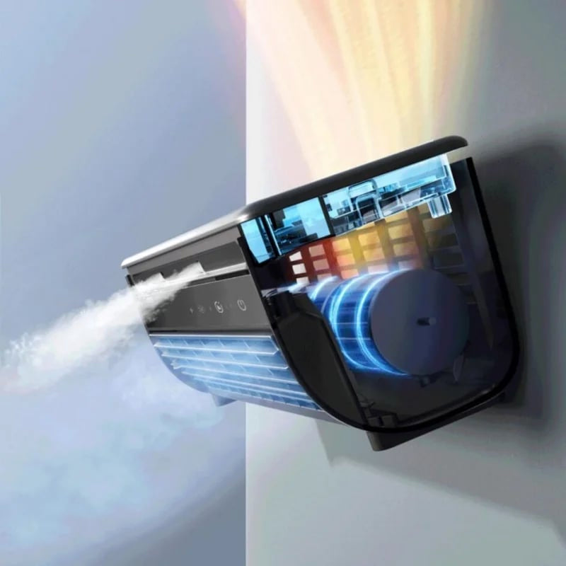 Stay cool anywhere with this portable air cooler, perfect for indoor personal climate control.