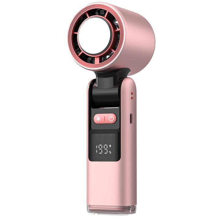 Compact personal fan, rechargeable & quiet. Ideal for home office, travel, or outdoor cooling. Digital display.