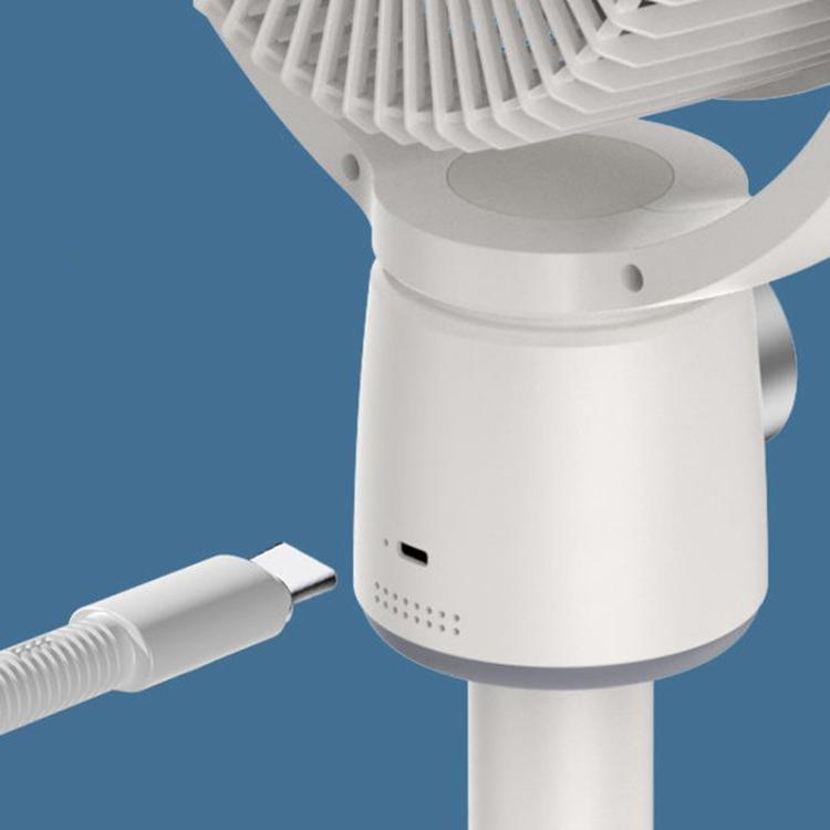 Quiet, remote-controlled floor fan, portable and rechargeable for flexible cooling needs.