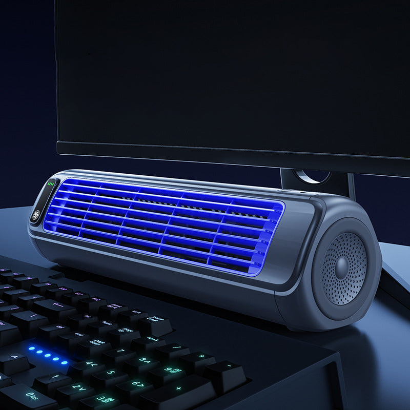 Cordless portable air cooler, mini rechargeable fan offering personal summer relief.