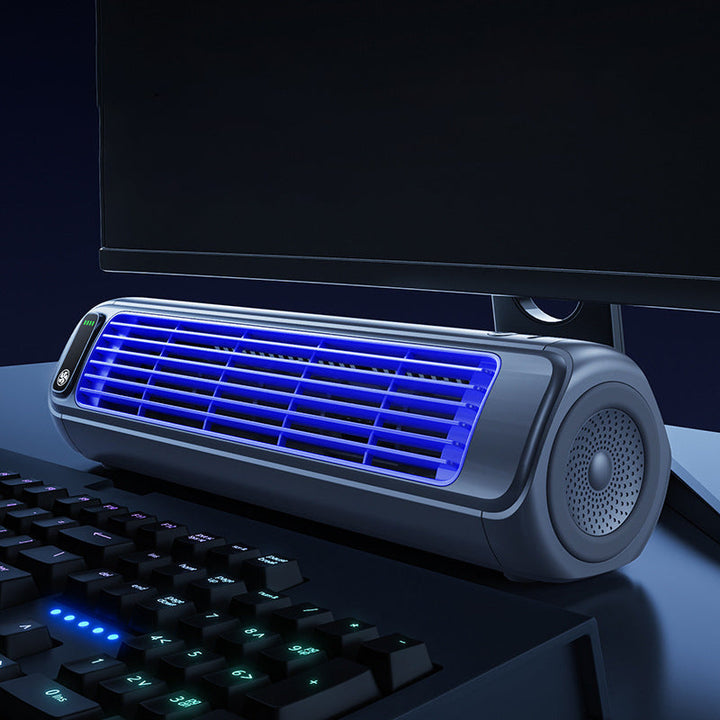 Cordless portable air cooler, mini rechargeable fan offering personal summer relief.