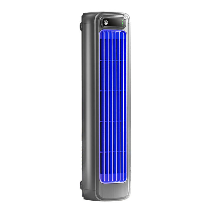 Portable rechargeable personal air cooler, 2000mAh battery, desk & travel fan for summer relief.