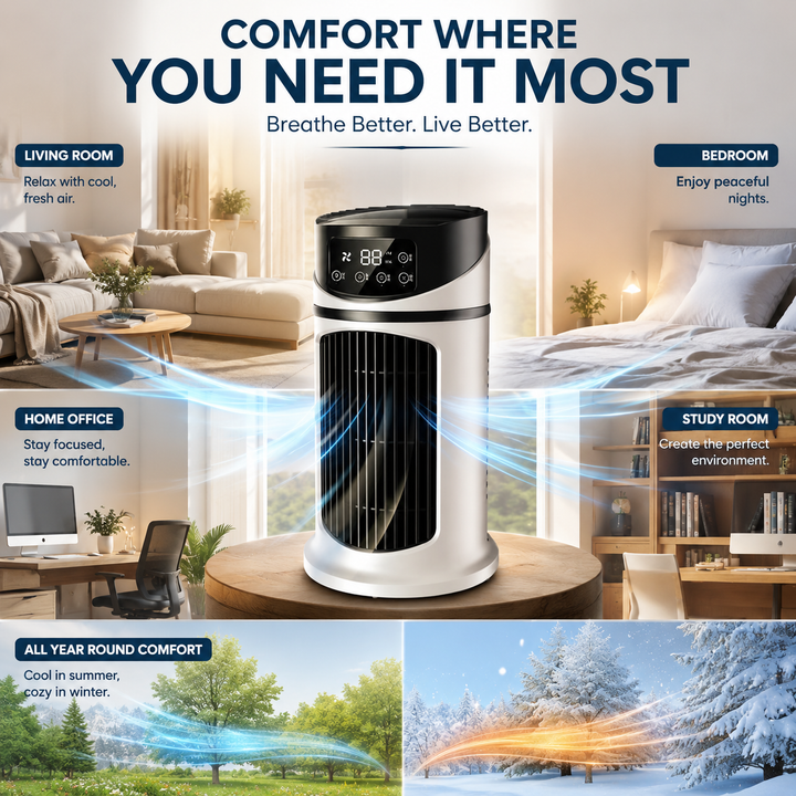Energy-efficient evaporative cooler, a quiet portable AC delivering refreshing home comfort.