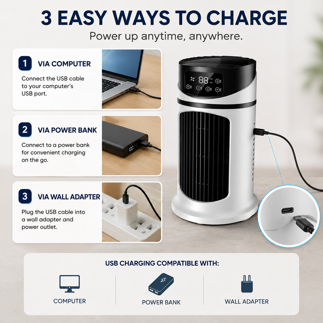 Portable personal room cooler providing efficient, targeted home cooling during hot summers.