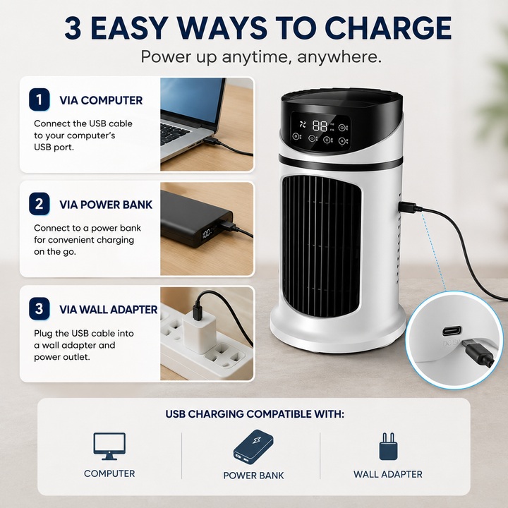Portable personal room cooler providing efficient, targeted home cooling during hot summers.