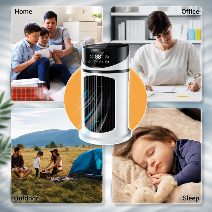 Easy-to-move compact AC unit, delivering cool air & energy-efficient personal cooling for home.