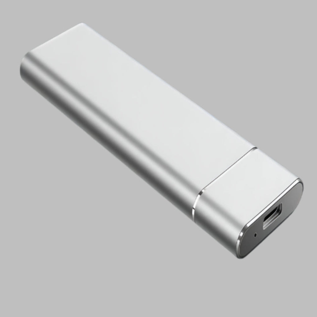 Portable SSD external hard drive with high-speed USB 3.0 for fast data transfer.