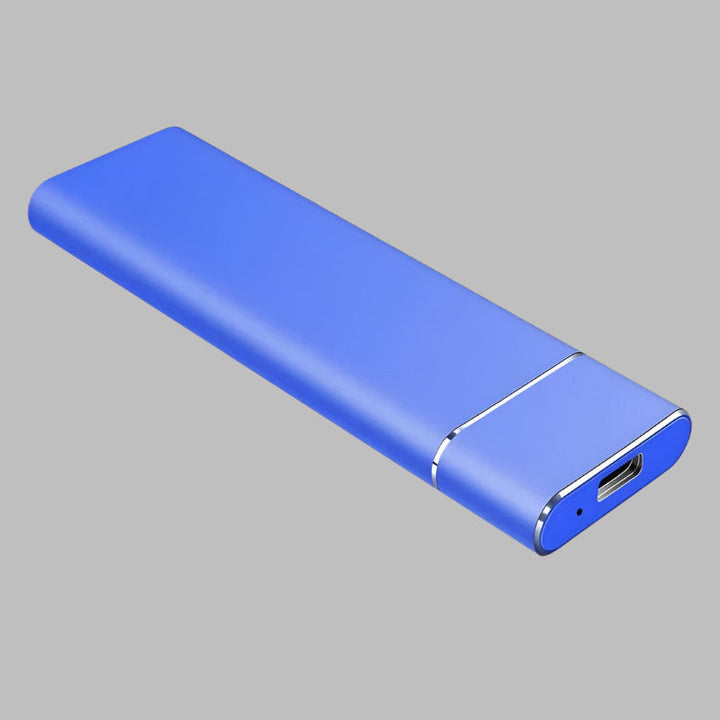 Compact portable SSD drive offering large capacity storage for tech enthusiasts.
