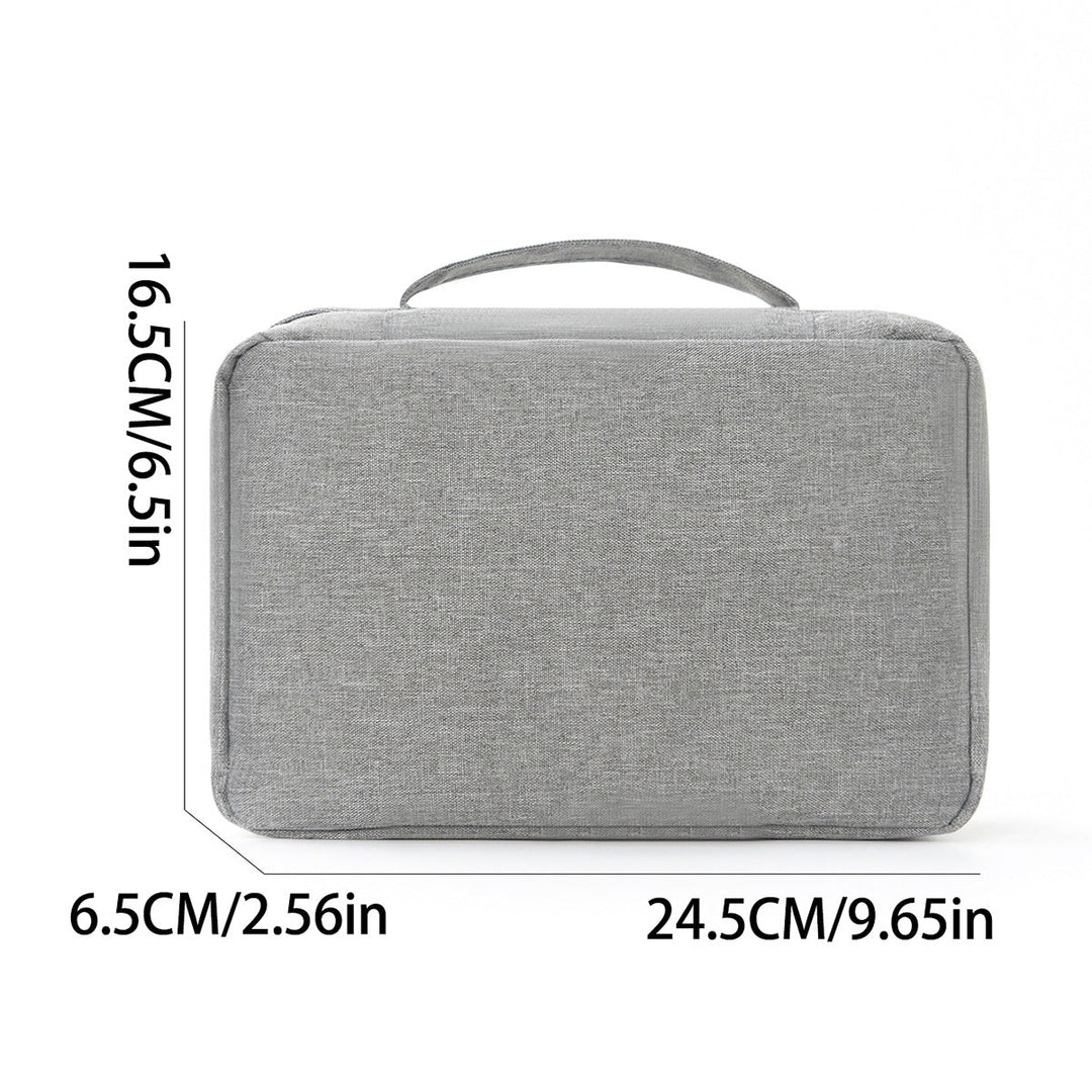Compact & portable travel makeup bag, perfect for vacations, with spacious compartments for all your beauty products.