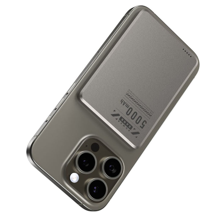Slim magnetic power bank, offering efficient wireless charging on the go.