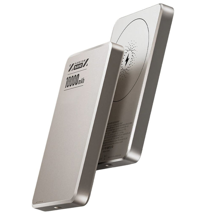 Smartphone accessory: Ultra-slim portable magnetic wireless power bank.