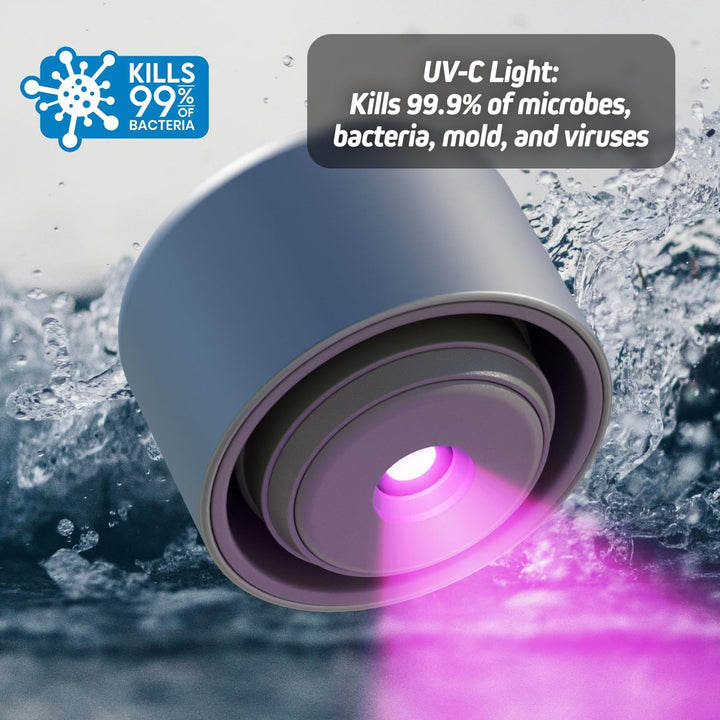 Sleek, unisex portable water bottle with UV-C self-sterilizing function for daily pure hydration.