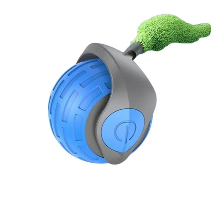 A cat playfully interacting with the PounceBall toy, demonstrating feline fun and engagement.