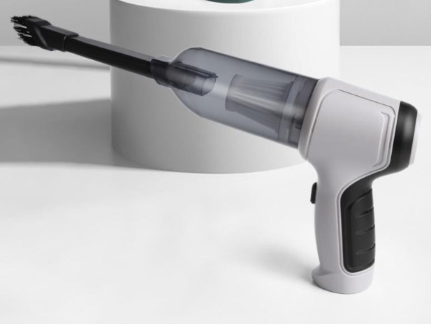Handheld cordless car vacuum with strong suction, ideal for pet hair removal