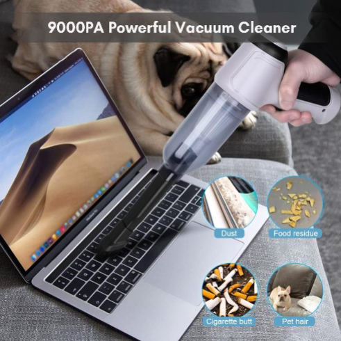 Deep cleaning car vacuum with 9000Pa suction power for vehicles
