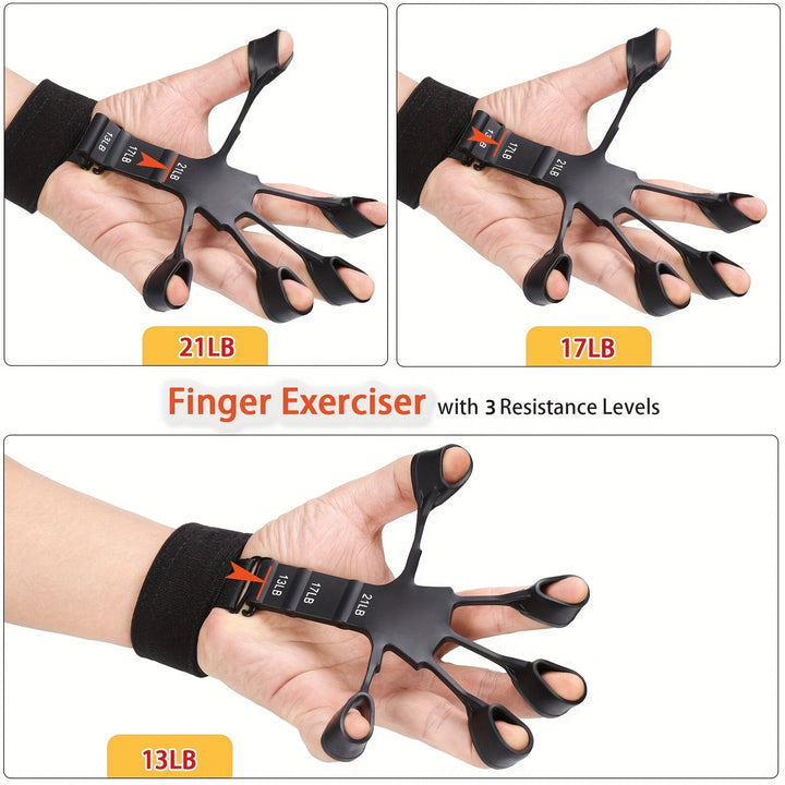 PowerGrip hand trainer set with grip strengthener, finger exerciser & forearm developer for muscle building & rehabilitation.