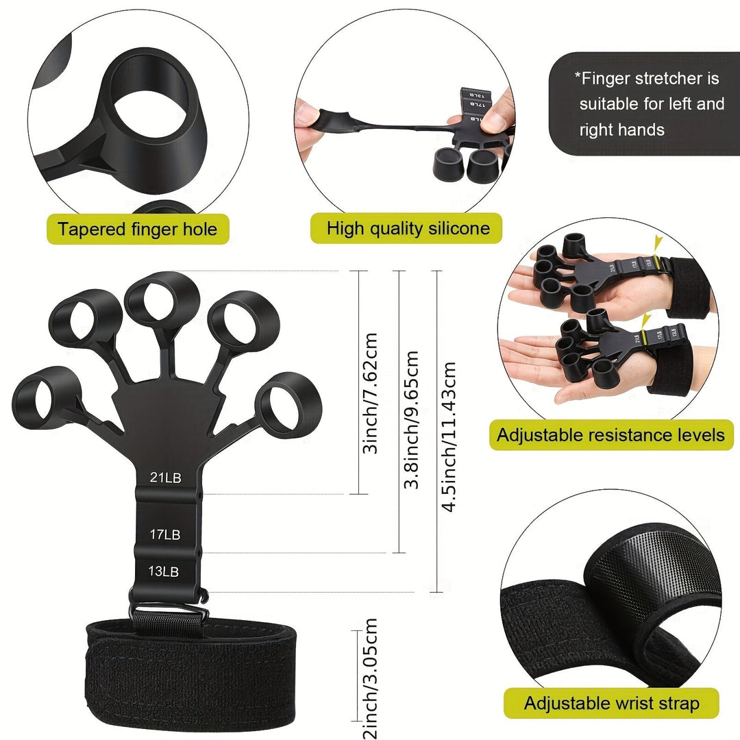 5-in-1 PowerGrip hand trainer set for athletes & musicians. Boosts grip strength, forearm muscles, & hand therapy.
