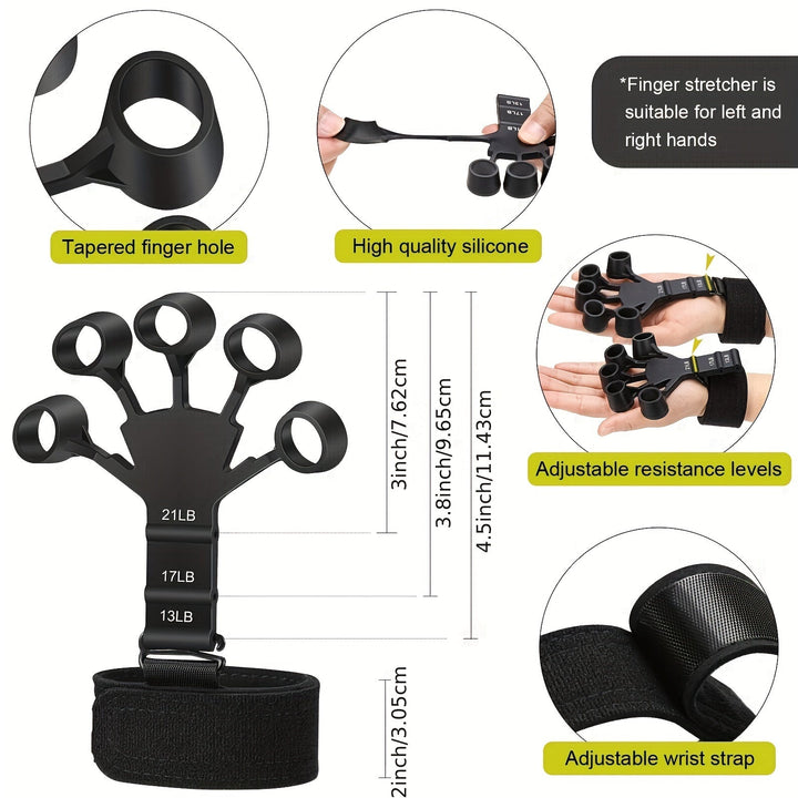 5-in-1 PowerGrip hand trainer set for athletes & musicians. Boosts grip strength, forearm muscles, & hand therapy.