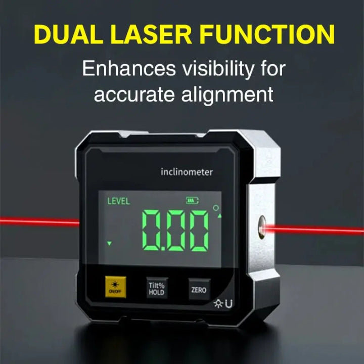 Versatile digital angle level & laser for precise measuring in construction, woodworking, & metal fabrication.