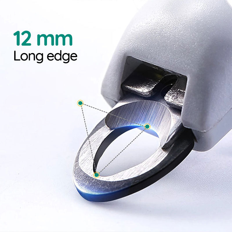 Adjustable safety guide on dog nail clippers prevents over-cutting, promoting paw health & pet care.