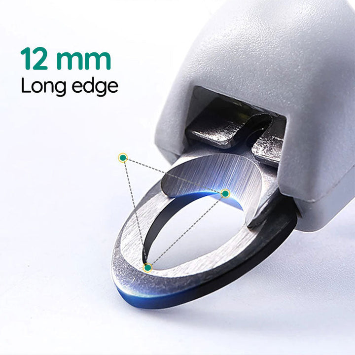 Adjustable safety guide on dog nail clippers prevents over-cutting, promoting paw health & pet care.