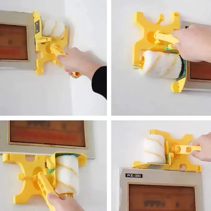 Paint roller for precision wall painting. DIY home improvement tool, clean finish, no tape.
