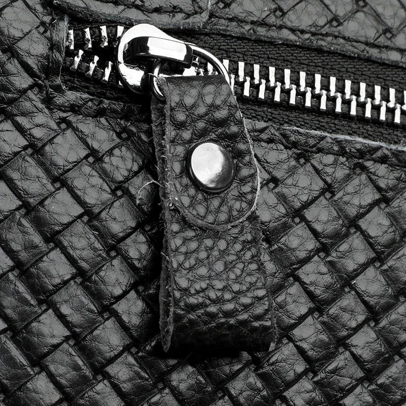 Front view: Men's premium leather crossbody sling bag, showcasing sleek design & quality.