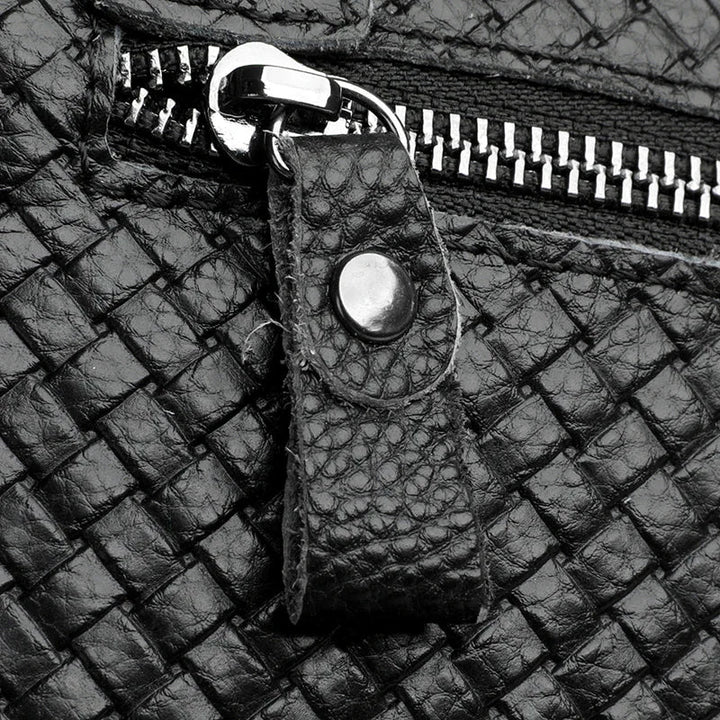 Front view: Men's premium leather crossbody sling bag, showcasing sleek design & quality.
