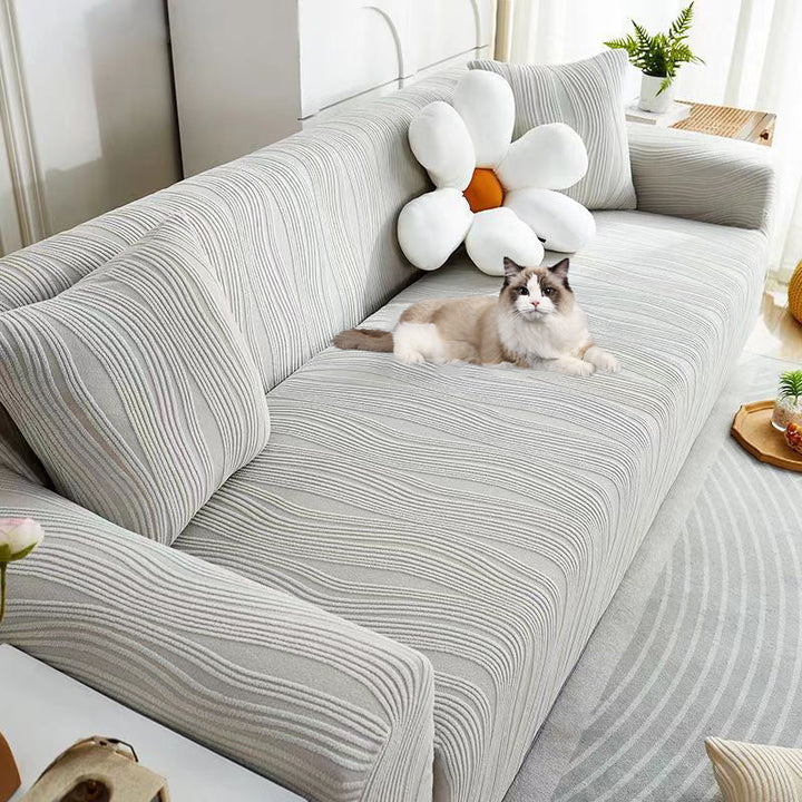 Living room jacquard sofa cover, thick anti-scratch stretch slipcover for stylish home decor.
