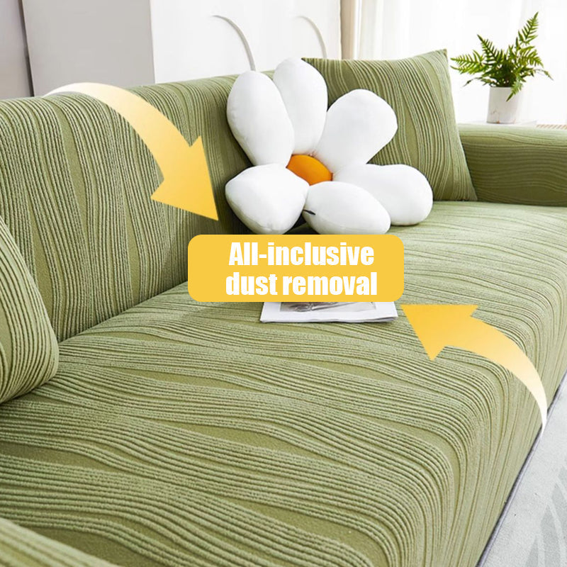 Easy care jacquard stretch sofa cover, thick anti-scratch slipcover for practical home protection.
