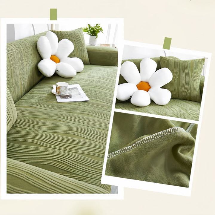 Full coverage jacquard sofa cover, thick anti-scratch stretch slipcover for complete furniture protection.