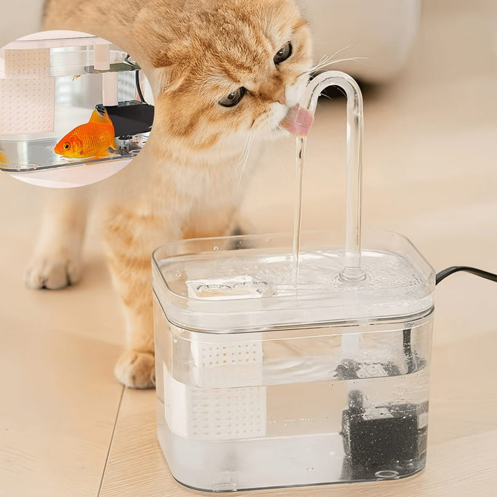Automatic pet waterer featuring a multi-stage filtration system for clean pet water.