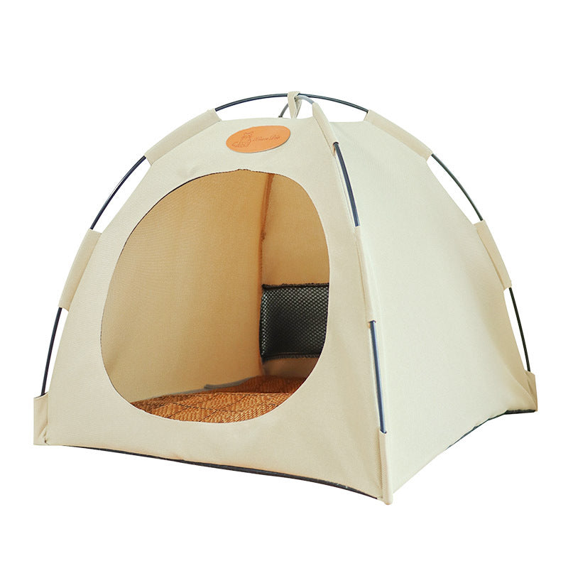 Cozy cat den for small pets, constructed from sturdy, attractive brown rattan.