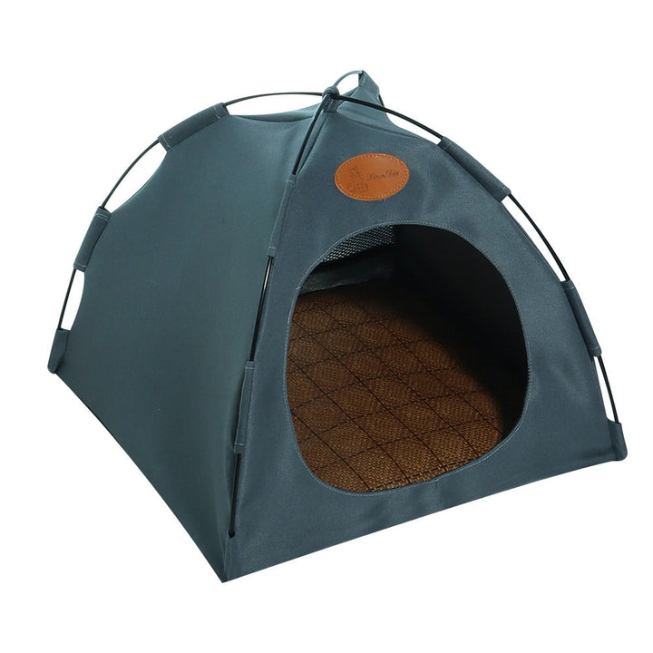 Brown pet furniture: a chic rattan cat house providing a comfortable and private retreat.