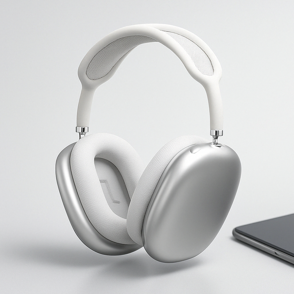 Premium wireless noise-cancelling Bluetooth headphones in sleek black, offering immersive audio.