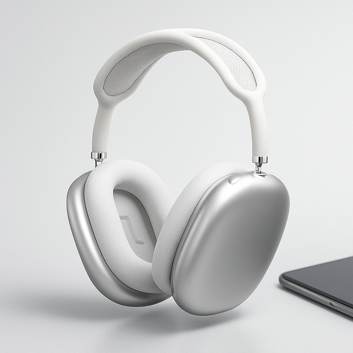 Premium wireless noise-cancelling Bluetooth headphones in sleek black, offering immersive audio.