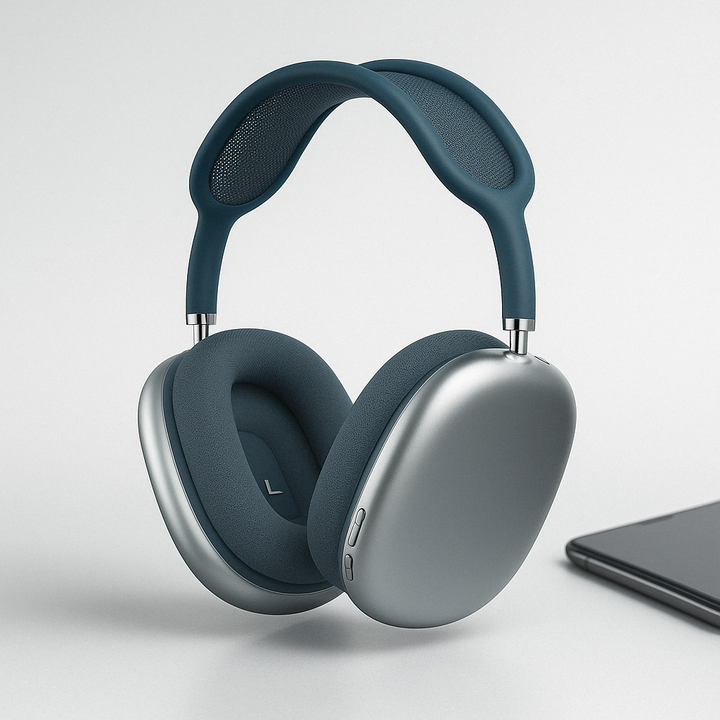 Close-up of plush earcups on premium wireless headphones, highlighting comfort and design.