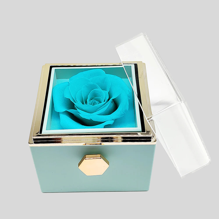 Custom engraved double heart necklace for women, available in gold, silver or rose gold, with a preserved rose.