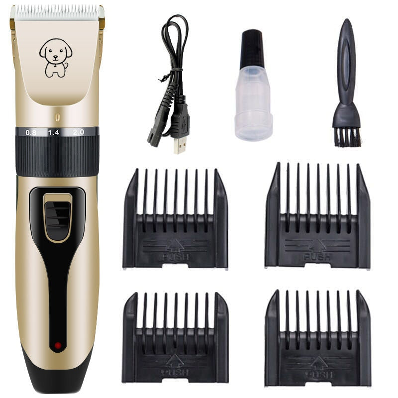 Professional cordless pet grooming clippers for dogs and cats, quiet operation for stress-free grooming.
