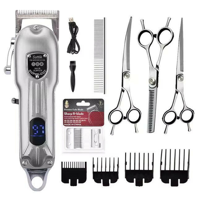 Quiet & cordless dog grooming clippers for comfortable, stress-free animal beauty. Full kit.