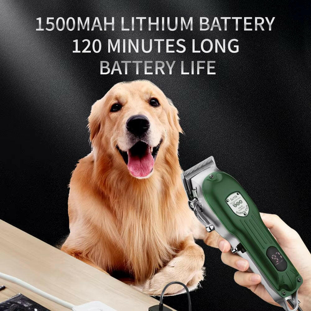 Safe & comfortable home dog grooming kit. Silent clippers & sharp scissors for pet beauty.