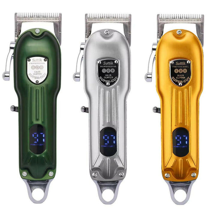 Rechargeable cordless pet clippers with adjustable blades for efficient dog hair trimming.